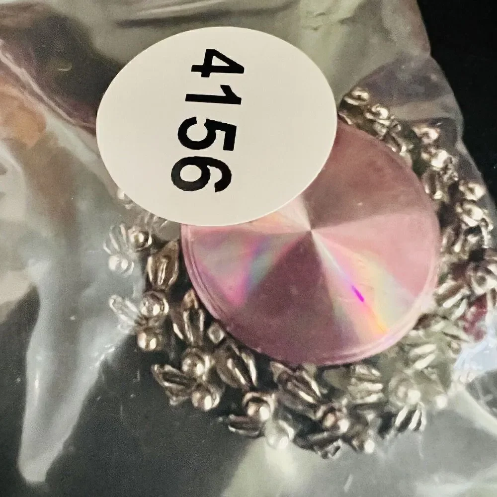 Jewelarama Brooch Prism Round Pinkish Reflective Dark Silver Tone 4156